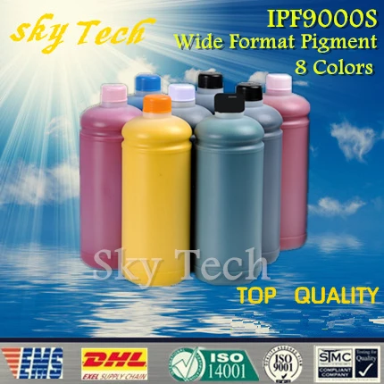 

8 pcs High Quality Wide format Pigment Ink for Canon  IPF9000S , BK C M Y MBK PC PM Gy , 1L per color ,8L total