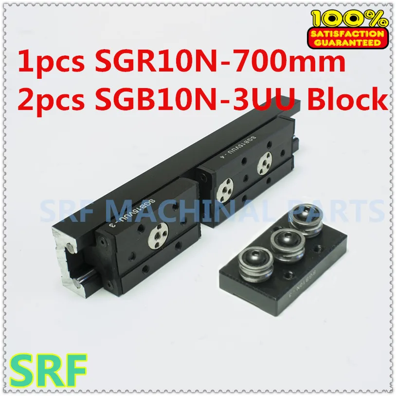 

High quality Aluminum Square Roller Linear Guide Rail 1pcs SGR10N Length=700mm +2pcs SGB10N-3UU three wheel slide block
