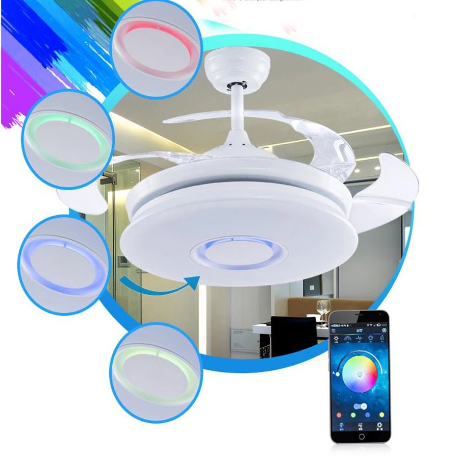 Современная люстра с вентилятором с Bluetooth пультом дистанционного управления музыкальный плеер стелс потолочный вентилятор свет подходит для столовой, гостиной