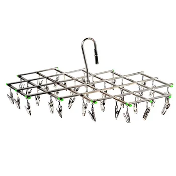 

Useful Windproof Stainless Steel Swivel Clothes Hanger Organizer 35 Clips Clothes Underwear Bra Socks Gloves Drying Hook Rack