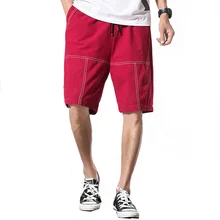 Повседневный мужской чистый хлопок серый мужской коленный сустав Длина шорты для бега для тренда хороший узор Мода Молодежная Эластичная Талия Короткие