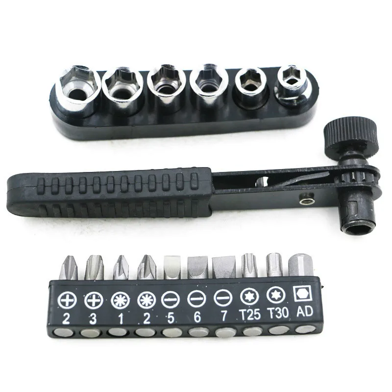 

17 In 1 Mini Quick Socket Ratchet Wrench 1 / 4 Wind Batches Screwdriver Bits Key Utility Tool 6.35 Fast Simple Sleeve Wrench