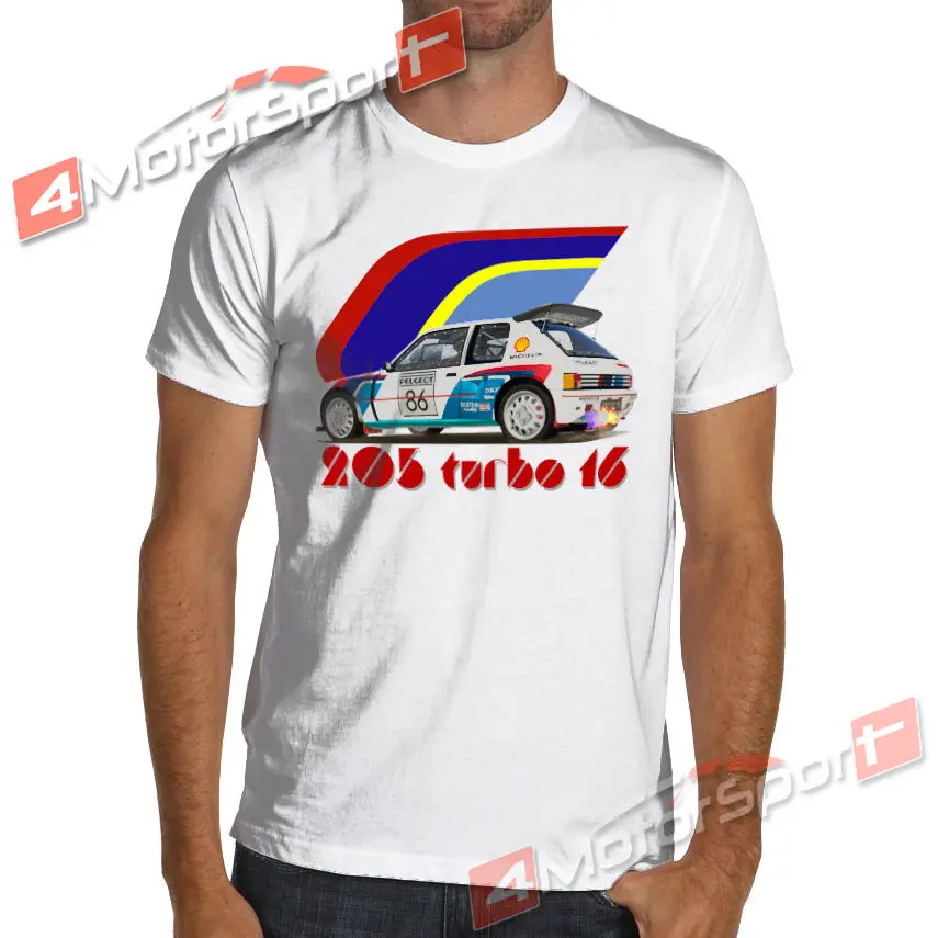 

2019 New Fashion Cool Tee Shirt 1986 T16 French car fans 205 Turbo 16 E2 Group B T-Shirt Gti Rallye Rally car Custom T-shirt