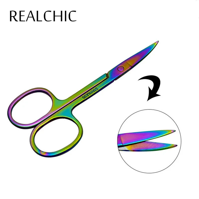 2pcs Makeup Scissors Small Stainless Steel Scissor Rounded Eyebrow