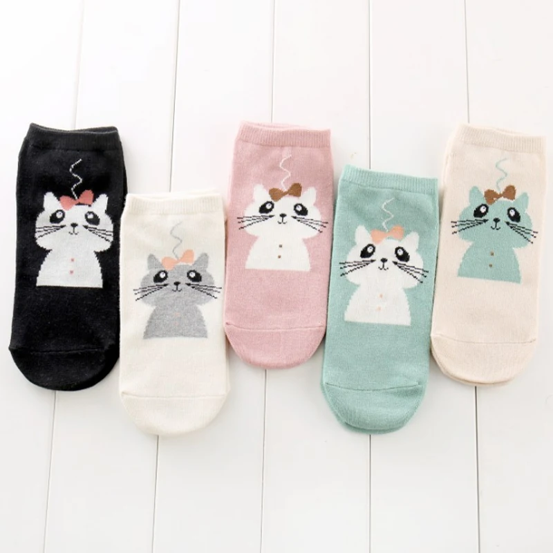 LNRRABC/1 пара, хлопковые дышащие женские носки с героями мультфильмов, высокое качество, мягкие эластичные удобные носки с котами, 5 цветов