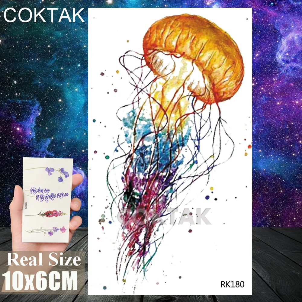 Водостойкая временная татуировка с акварельным дельфином Реалистичная краска