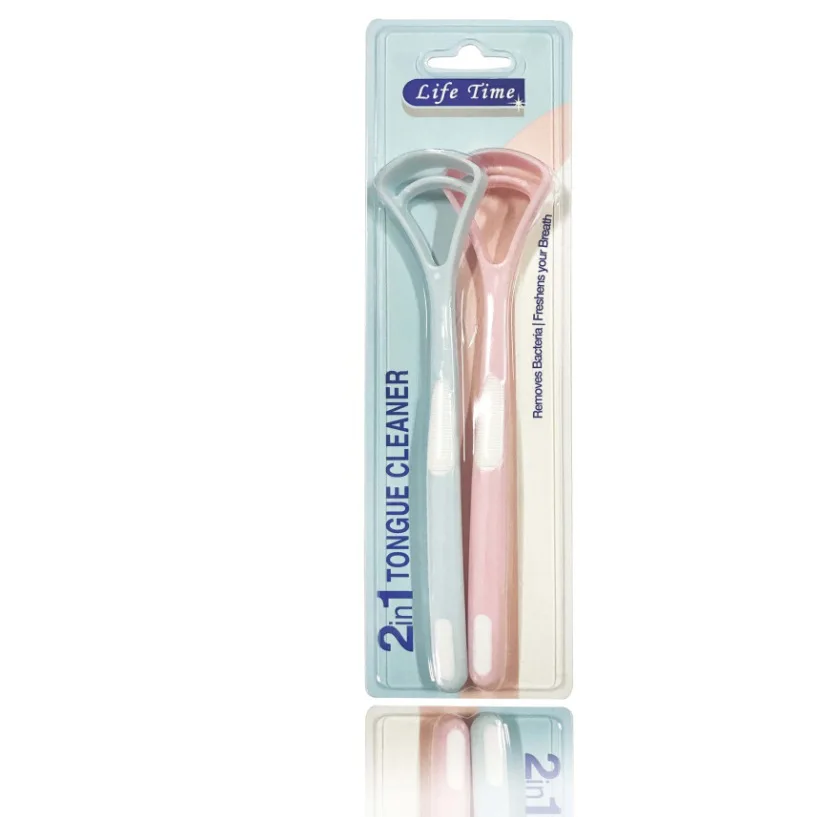 Fabricante de Hálito Cuidados de Higiene Escova de Dentes 2 em 1 Tongue Cleaner Scraper Oral Care Escova Língua Boca Limpa Fresco 100 Sets 8 Fabricante de Hálito Fresco Cuidados de Higiene escova de Dentes 100 sets