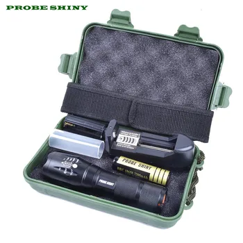 

G700 X800 Zoomable XML T6 LED Tactical Flashlight+18650 Battery+Charger+Case Free Shipping #NN07