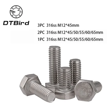 

M12 M12*45/50/55/60/65 M12x45/50/55/60/65 304 316 Stainless Steel Bolt DIN933 Metric Full Thread External Hex Hexagon Head Screw