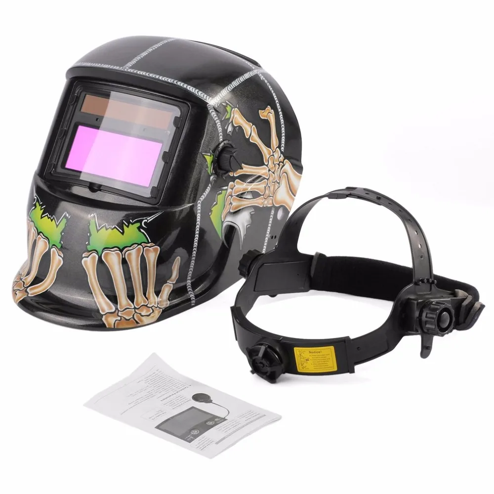 

Solar Powered Auto-darkening Welding Helmet Welding Face Mask Arc Tig Mig Mask Grinding Welding Mask Skull Pattern Wholesales
