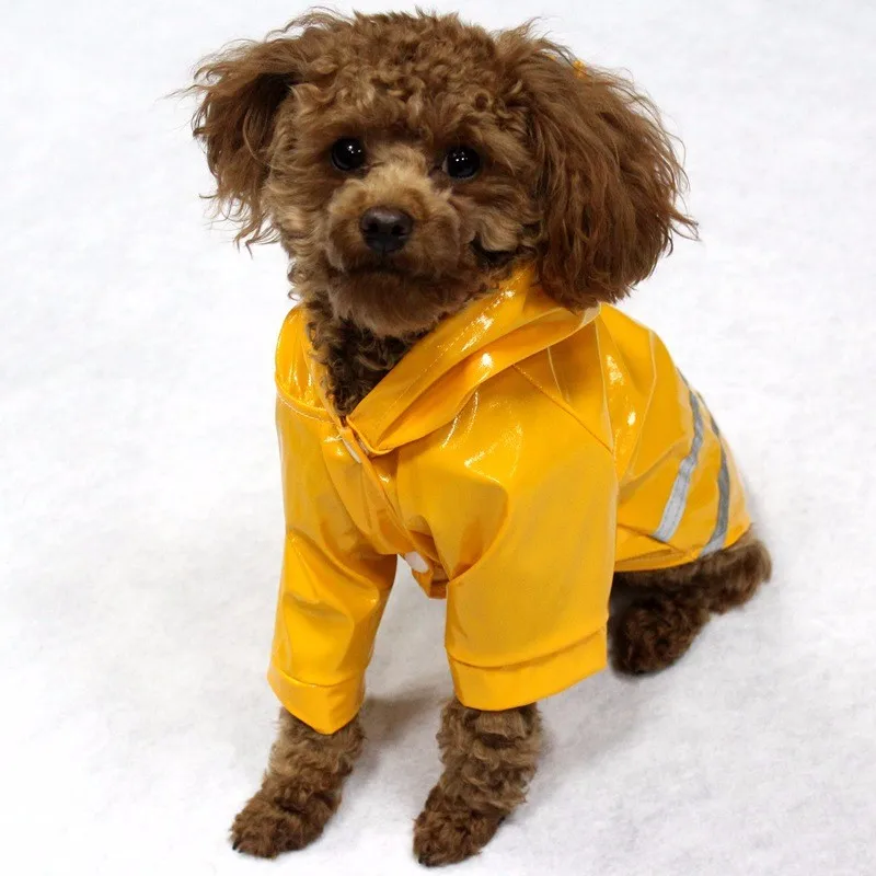 Водонепроницаемый дождевик для собак, светоотражающая полоска, одежда для собак, блестящий дождевик для маленьких и средних собак, дождевик с капюшоном, 4 вида цветов