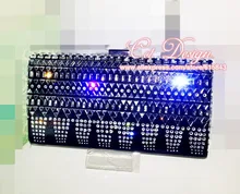 Handmade Silber Strass Frauen Messenger Bags Schwarz Kristall Kupplung Abendtaschen Freies Verschiffen