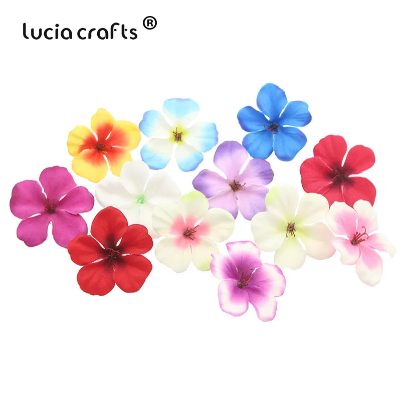 Lucia crafts, 50 шт., около 5,5 см, искусственный цветок, голова, свадьба, вечеринка, домашнее рукоделие декоративный материал, венок, ремесло A1007 - Цвет: Random mixed