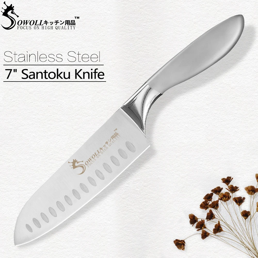 ZEMEN 7 дюймов Нержавеющая сталь Santoku Ножи высокое качество Кухня рукоятка покрыта