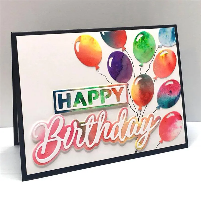 

GJCrafts Happy Birthday Cutting Dies Scrapbooking Metal New 2019 Word Alphabet Craft Dies Letter Die Cuts for Cards Making