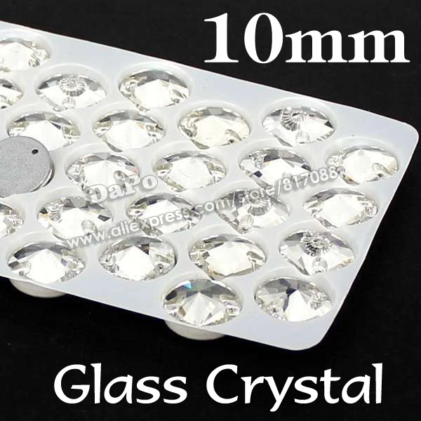 

100pcs Two Hole Rivoli 10mm (Foiled) Crystal Sew-on Stone White Clear Color Flatback Sewing on Rhinestones SF0016