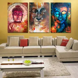 3 Панель изображение Будды портрета стены искусстве украшения дома гостиная Печать холст стены фото печать на холсте модульные картины