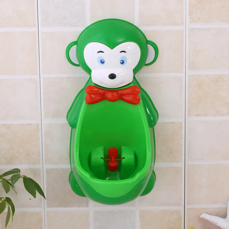 Портативный Детские Туалет дети писсуар мультфильм обезьяна стенд вертикальной Туалет приучения к горшку WC детей стене висит писсуар Пи - Цвет: Зеленый