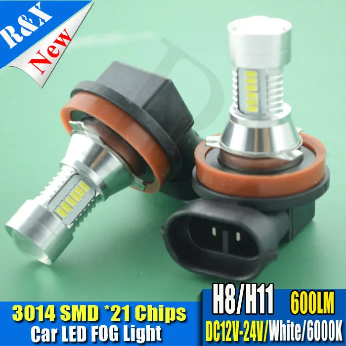 

H11 3014SMD 21LED High Power LED Bulb Car Auto Light Source Convex Projector LENs DRL Driving Fog Headlight Lamp White DC12V 24V
