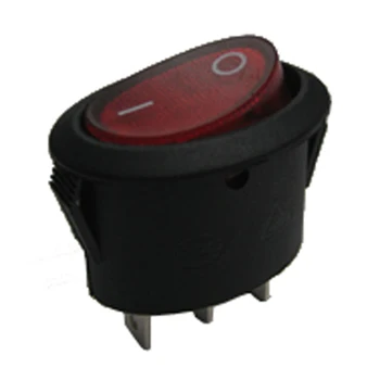 

Free shipping Oval Rocker Switch KCD9-102N 3 foot black non-illuminated red light feet of copper