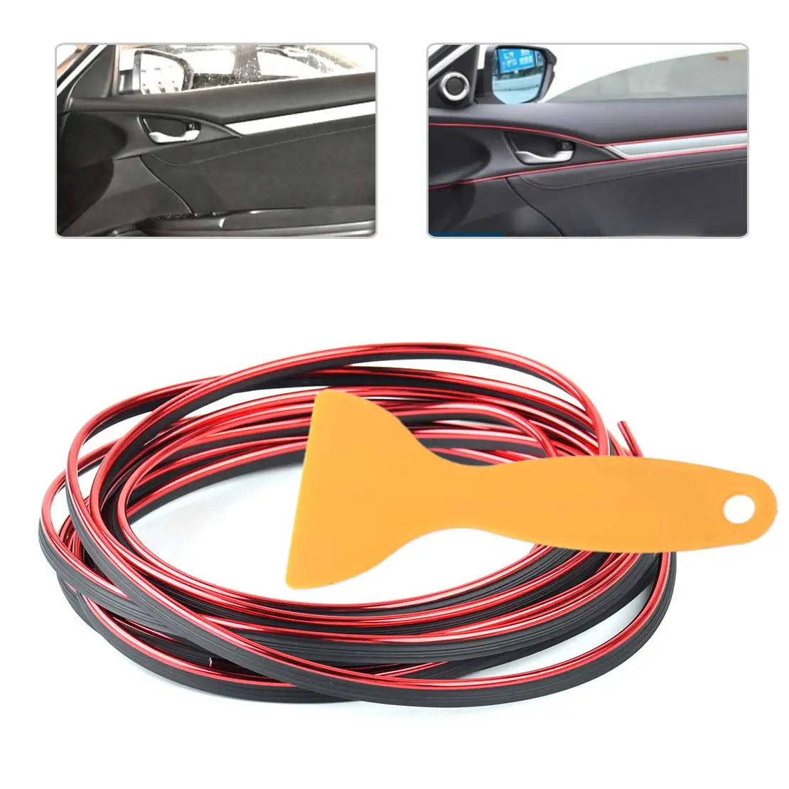 

beler Red 5 Meter Auto Car Styling Flexible Interior Moulding Decorative Strip Trim Line Tape DIY Accessories For VW BMW Toyota