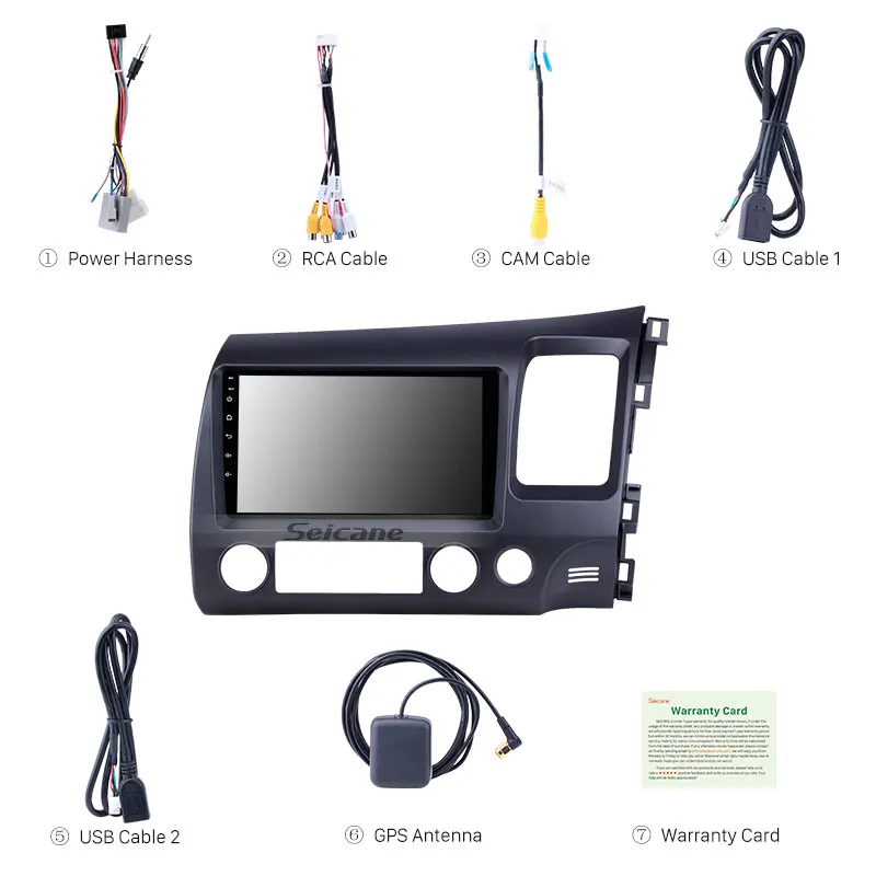 Discount Seicane 2din Android 8.1 9inch Car Multimedia player For Honda Civic 2006 2007 2008 2009 2010 2011 GPS car radio support AUX USB 3