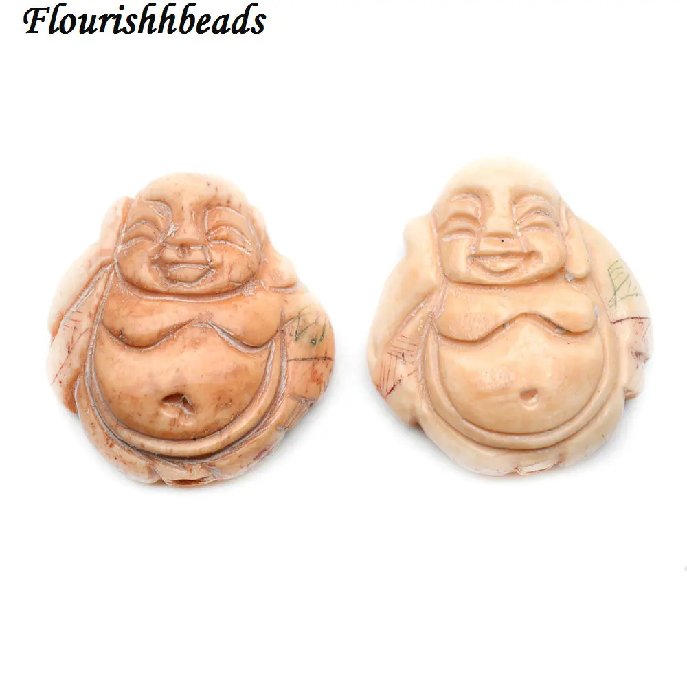 30x32mm Natural OX Bone Carved Laughing Buddha Pendant Fit Fashion ...