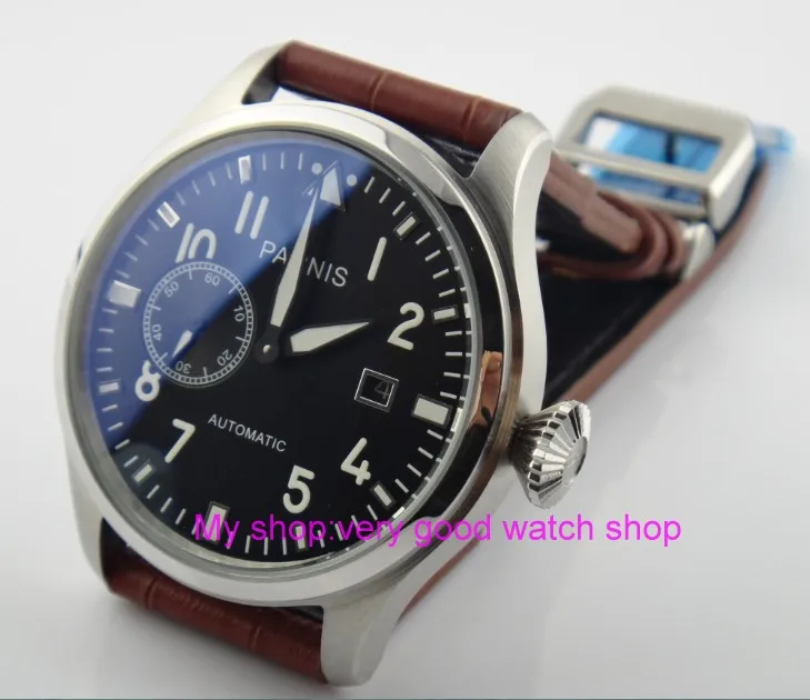 

47 mm Big PARNIS Black dial Automatic Self-Wind movement Auto Date men watches luminous Mechanical watches 22SY