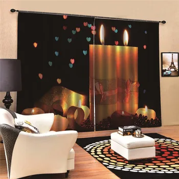 

Candles Window Treatments 3d Curtains Kitchen Door For Bedroom Home Decoration Window Blinds For Living Room Accessoires Bath