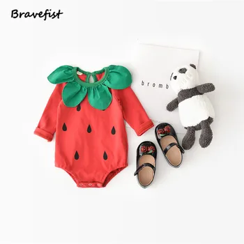 

High Quality Newborn Bodysuits 100% Cotton Autumn Clothes Watermelon Style Baby Jumpsuits Baby Girls Outfits 0-2Years Kid Onesie