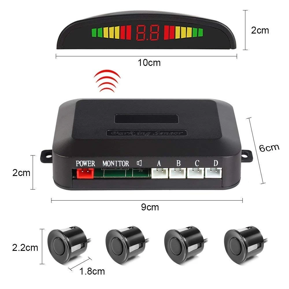 

4 probe wireless parking radar LED Parking Sensor Universal Wireless Rear Reverse Backup Car Parking Radar Monitor Detector