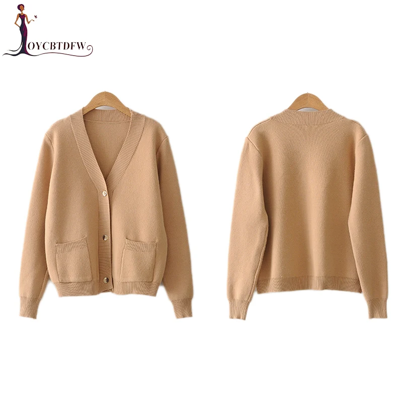 Women Sweater Cardigan 2018 Spring New V-neck Long-Sleeve Knitwear Short Loose Pure Color Single-breasted Coat 117 |
