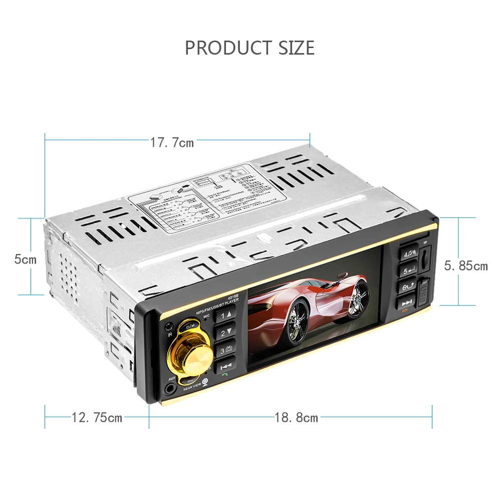 Podofo Авторадио 4019B 1 din автомагнитола аудио стерео плеер FM Bluetooth Камера заднего вида usb aux рулевое колесо дистанционное управление