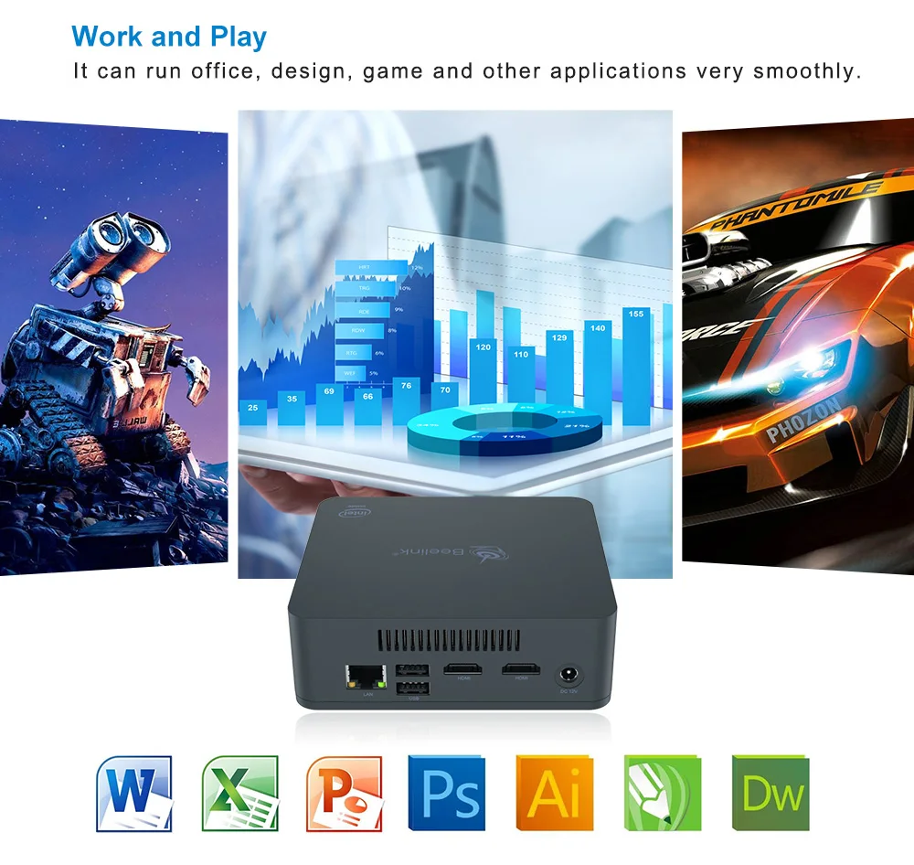 Best Beelink U55 Mini PC Intel Core I3 Intel HD Graphics 5500 Windows 10 mini pc tv box 2.4G&5.8G WiFi 1000M USB3.0 BT4.0 set top box 7
