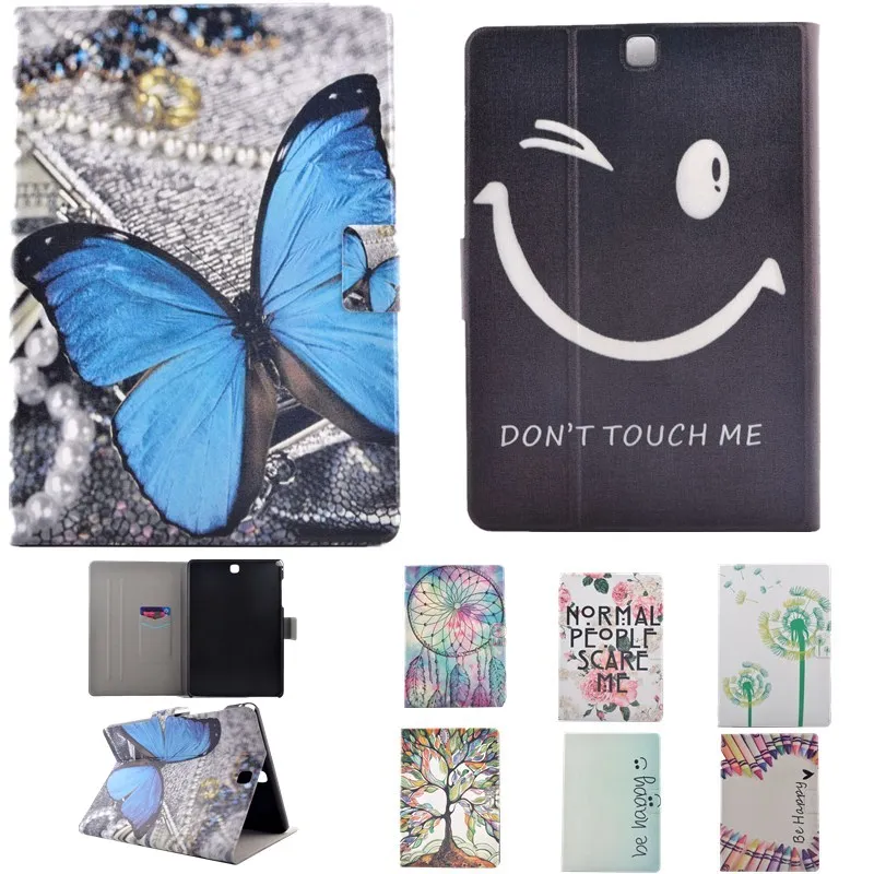 

Tablet Case For Samsung Galaxy Tab A 8.0" SM-T355 /T350 Case Smile Face Slim Lightweight PU Leather Cartoon Stand Flip Card Bag