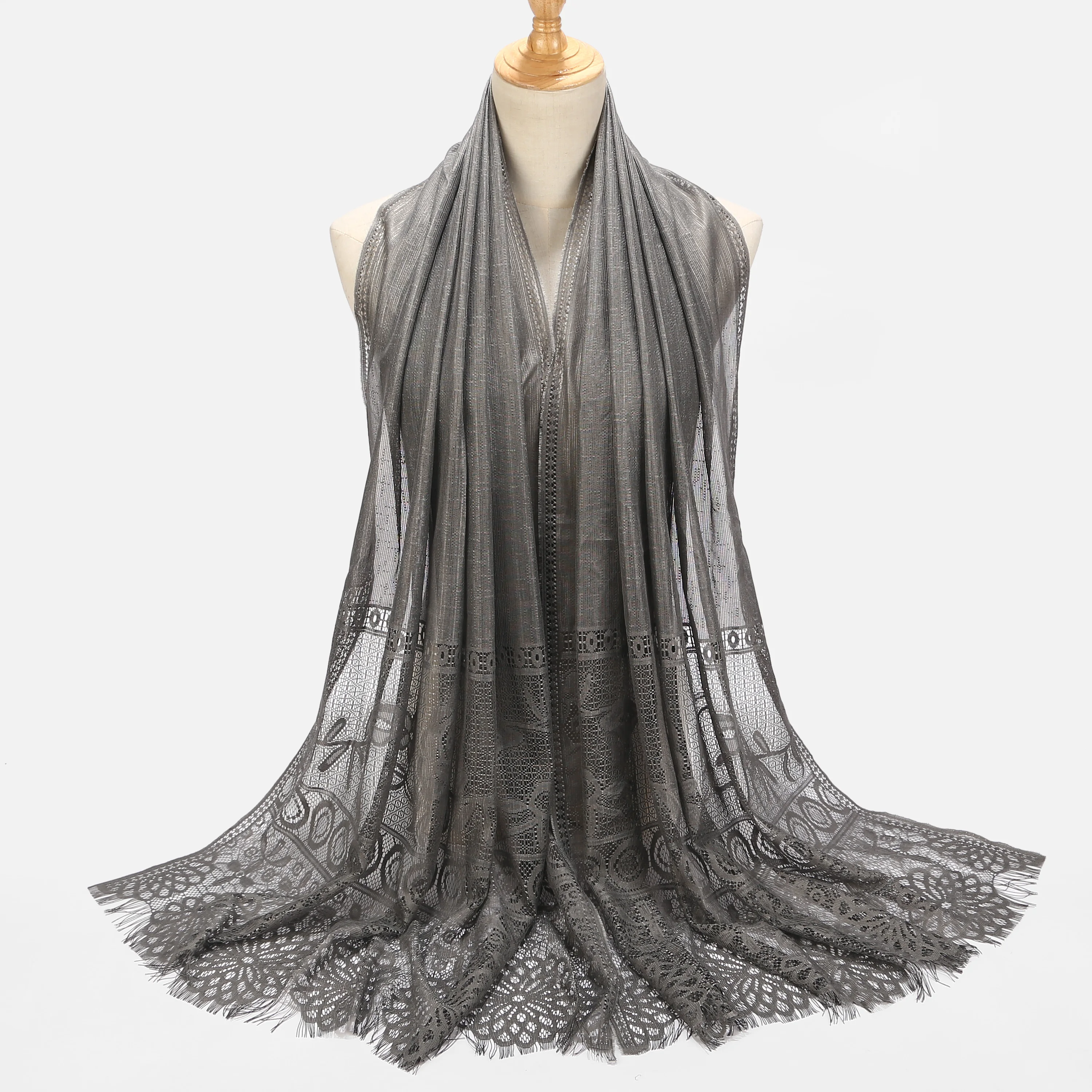 

New Elegant Tassels Solid hijab Hollow Scarf Women Shawls Soft Scarves Flowers Printed Wraps Headband Scarves Muslim Hijabs