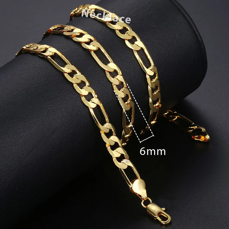 Mesnt Gold Chain Necklace, Stainless Steel Curb Link Figaro Chain Necklace 11.5mm Chains for Unisex 60CM