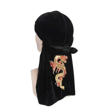

Dragon print Long-tailed pirate hat Stretch Turban Ruffle Hair Hats Beanie Bandanas Scarf Head Wrap Headwear for Adult 16