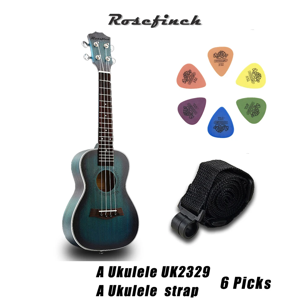 23 inch Ukulele Mahogany Mini Hawaii Guitar Tuner Capo Bag Strings Strap 6 Picks Gift Electric Guitar UKE Music Concert UK2329B