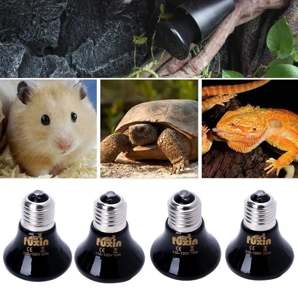 Pet Керамика Отопление лампы инфракрасного амфибия змея Черепаха Лампа тепла рептилий лампочки 25 Вт 50 Вт 75 Вт 100 вт AC110-120V 220-230 E27 - изображение