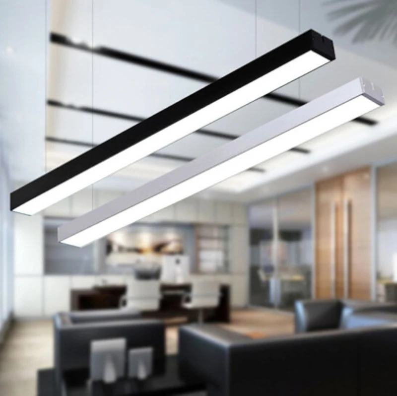 

Modern Office Chandelier LED Strip Light Rectangular Square Hanging Line Splice LED Droplight For Gym Meeting Room Restaurant