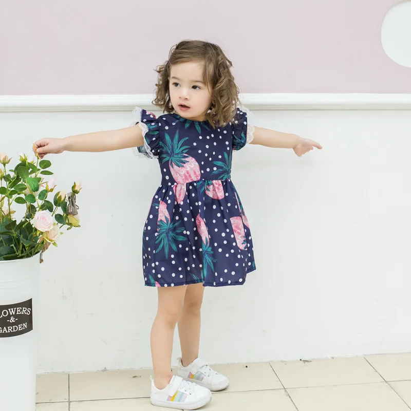 Summer Baby Girls Short-Sleeved Printed A-Line Dress Girls Clothes For 2-7 Years Old Summer Baby Girls Short-Sleeved Printed A-Line Dress Girls Clothes For 2-7 Years Old