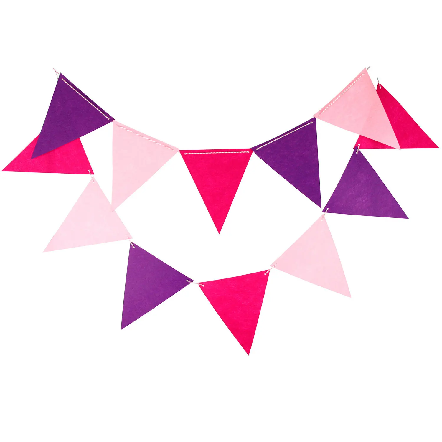 

12 Flags Non-woven purple pink Girl Theme Triangular Banner DIY Children's Day Birthday Party Christmas Window Decoration