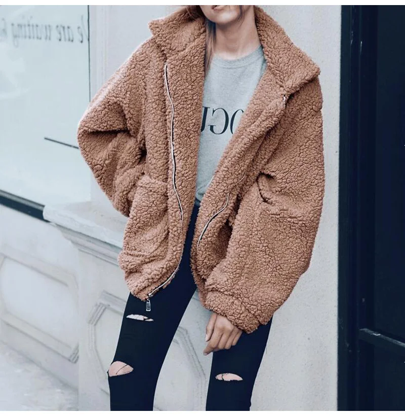 Plus Size 2018 New Autumn Winter Women Elegant Casual Faux fur Coat Thick Warm Pockets Pink Jacket Female Casual Plush Overcoat Plus Size 2018 New Autumn Winter Women Elegant Casual Faux fur Coat Thick Warm Pockets Pink Jacket Female Casual Plush Overcoat
