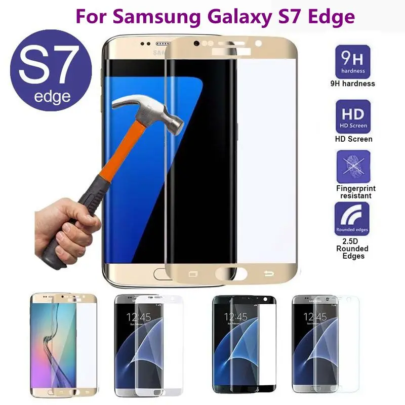 

Full Cover Curved Tempered Glass For Samsung Galaxy S7 Edge Screen Protector protective film For G9350 glass
