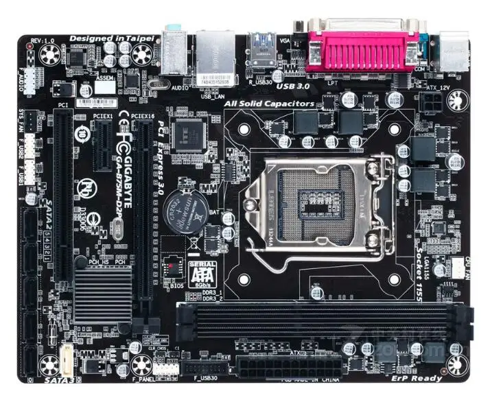 Для Gigabyte GA-B75M-D2P оригинальная б/у рабочего стола материнской платы B75M-D2P B75 разъем