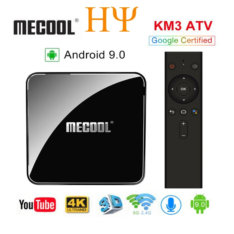 

5PCS Google Certified Android 9.0 TV Box KM3 ATV 4G/64G Streaming 4K Androidtv TVBox Amlogic S905X2 2.4/5Ghz Wifi BT4.1 Google C