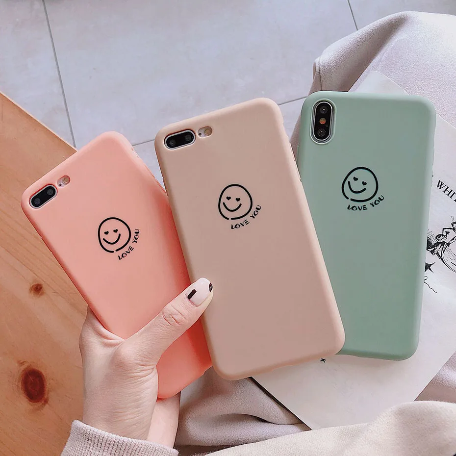 

Lovely cartoon smiling face Cover Phone Case Silicone for iPhone 6 6s plus 7 7Plus 8 8Plus X XR XSMAX Soft TPU small wholesale