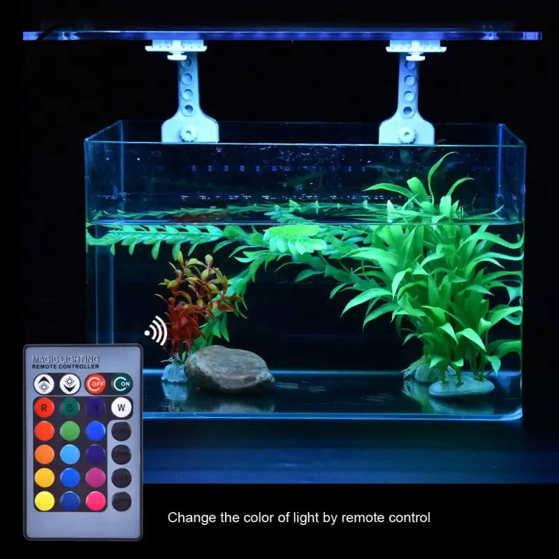 64 LED Bulbs Aquarium Fish Tank Light Lamp Adjustable RGBW Switch