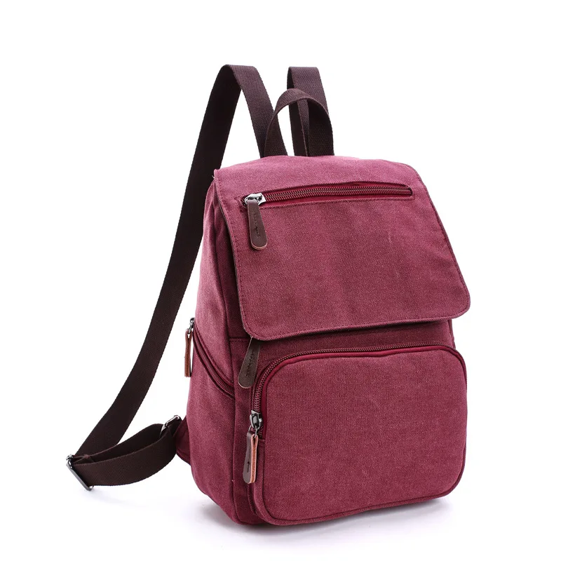 Рюкзак ZHIERNA для девочек, женская сумка на плечо, Одноцветный холщовый простой моющийся рюкзак, практичный рюкзак унисекс для улицы и отдыха - Цвет: Dark red